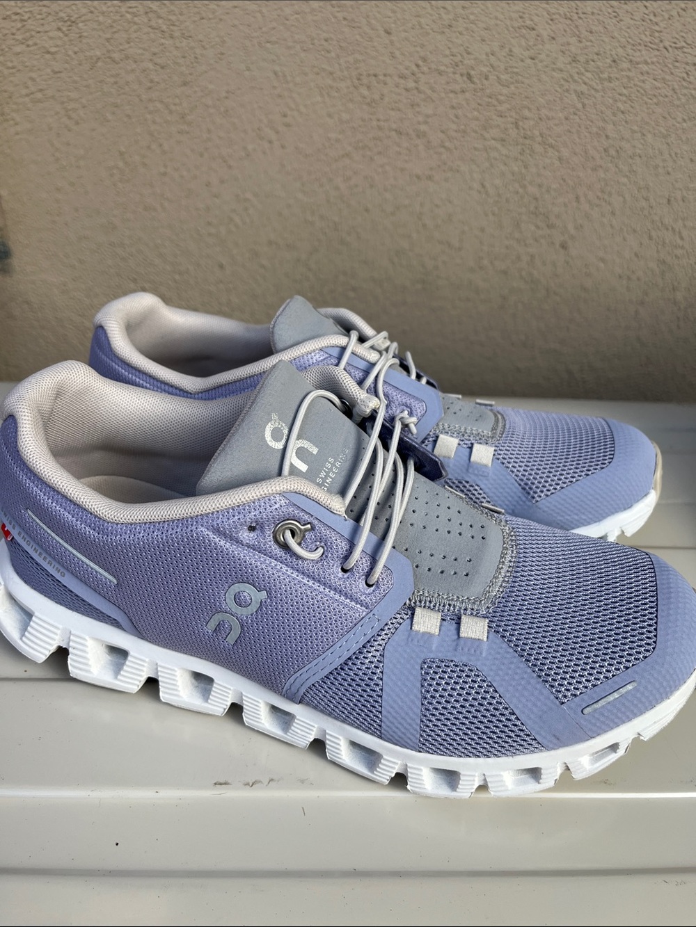 On Cloud 6 Women 7.5 light blue/Gray/White Lace-Up Mesh Athletic Sneakers - Picture 2 of 7